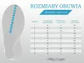 Tabela rozmiarów obuwia Graceland w cm, z numeracją europejską i angielską. Pomaga dobrać idealny rozmiar buta.