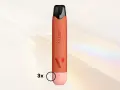 Vuse Go, un dispositivo con nicotina, en color naranja con detalles en rosa.