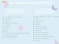 Lista rzeczy do szpitala dla mamy i dziecka: body, pajacyki, pieluszki, koszule do karmienia, kosmetyki.