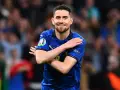 Jorginho, con su sonrisa, celebra un gol. Su juego lo acerca al Balón de Oro.