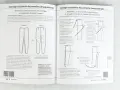 Diagramas de costura para ajustar patrones de pantalones desequilibrados, mostrando cómo corregir costuras torcidas y arrugas.