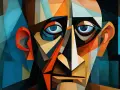 Portret w stylu kubistycznym, ukazujący twarz zdekonstruowaną na geometryczne kształty. To jakby spojrzenie w głąb duszy, typowe dla pewnego okresu w sztuce Pabla Picassa.