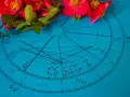 Astrologiczna mapa nieba z kwiatami. Dowiedz się, jak obliczyć Wenus w znaku zodiaku, analizując położenie planet.