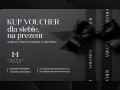 Elegancki voucher na pobyt w hotelu, ozdobiony czarną wstążką. Idealny prezent dla bliskich.