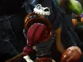 Esqueleto con armadura dorada y roja, listo para la acción en MediEvil PS4.