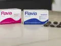 Cajas de Flavia PLUS y NOCTA, complementos alimenticios con vitaminas para el cansancio en la menopausia.