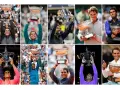 Rafael Nadal, un verdadero campeón de Grand Slam, celebra sus victorias con trofeos icónicos.