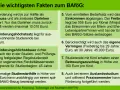 BAföG-Voraussetzungen: Förderung als Zuschuss/Darlehen, Höchstsatz 992€, Dauer richtet sich nach Regelstudienzeit. Einkommen/Vermögen relevant.