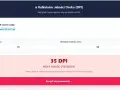 Kalkulator DPI pokazuje, że przy rozmiarach 70x50 cm wydruk będzie miał niską jakość 35 DPI.