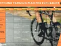 A 12 week cycling training plan for endurance, detailing weekly workouts from establishing base to sharpening phase.