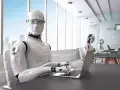 Roboty pracują w biurze, sugerując, jakie zawody zastąpi sztuczna inteligencja.