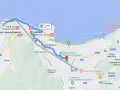 Trasa z Punta Raisi do Carini na Sycylii, pokazująca odległość i czas podróży. W pobliżu znajdują się sycylia lotniska i atrakcje.
