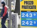 Prezzo praticato per benzina e diesel, con la benzina accise che mostra un prezzo di 2,429 €/litro.