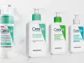Kolekcja produktów CeraVe: pianka, oczyszczający żel do mycia, nawilżająca emulsja i żel przeciw niedoskonałościom.