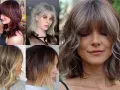 Cinque idee per tagli capelli medi scalati e sfilati mossi: dal castano ramato al biondo cenere, con ciocche chiare o sfumature ombré.