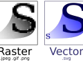 Porównanie rastrowych kształtów Photoshop z wektorowym logo S.