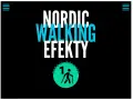 Napis "NORDIC WALKING EFEKTY" z ikoną osoby z kijkami. Odkryj korzyści z nordic walking!
