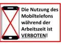 Handyverbot am Arbeitsplatz: Ein Smartphone mit rotem Kreuz zeigt an, dass die Nutzung während der Arbeitszeit untersagt ist.
