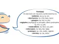 Uśmiechnięta buźka wyjaśnia, że zaimki dzielimy na osobowe (ja, ty), dzierżawcze, pytające i inne.