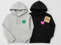 Szare i czarne bluzy z sercami "A&K" - idealne, wyjątkowe bluzy dla par. Zaprojektuj własne!