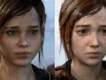 Primer plano de the last of us ellie, mostrando su rostro con pecas y ojos verdes. La imagen compara dos versiones del personaje.