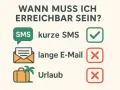 Wann muss ich erreichbar sein? Kurze SMS sind okay, lange E-Mails und Urlaub nicht.