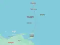 Mapa Karaibów: Martynika leży na północ od Saint Lucia, Saint Vincent i Grenadyn, Grenady oraz Trynidadu i Tobago, blisko Wenezueli.