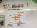 Buying a ticket at the Barcelona airport metro station. The screen shows options for quantity and ticket type, with a price of 5.50€.