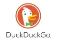 Logo DuckDuckGo: urocza biała kaczka w muszce, symbol prywatności w sieci.