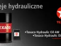 Beczka i kanister z olejem hydraulicznym Texaco. Dostępne w pojemnościach 208L i 20L.