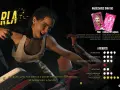 Carla, una de los personajes de Dead Island 2, lista para la acción. Sus habilidades y atributos se muestran en pantalla.