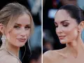 Due donne con acconciature eleganti: una con uno chignon morbido con ciuffo e l'altra con uno chignon basso.