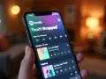 Telefon z aplikacją Spotify, na ekranie widoczny napis "Xhoitt Wrapped". Tak sprawdzisz swoje muzyczne podsumowanie roku.