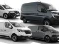 Kolekcja renault van: biały Kangoo Van, szary Master, biały Trafic i szary Trafic Van.