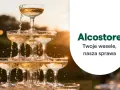 Wieża kieliszków z szampanem, idealna na wesele. Alcostore zadba o ten wyjątkowy wino na wesele.