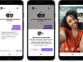 Ekran telefonu pokazuje rozmowę na FB, gdzie użytkownicy mogą rozpocząć randki wideo.