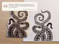 Témoignage sur un cours beaux-arts en ligne gratuit. Une linogravure de tentacules d'une pieuvre, réalisée par Aline.