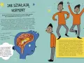 Ilustracja przedstawia etapy dojrzewania u chłopców, pokazując mózg i chłopców reagujących na hormony.