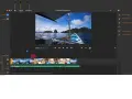 Edycja wideo w Adobe Premiere Rush: montaż ujęć z łodzi na tle wysp.