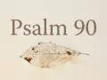 Ein Skelettblatt liegt unter dem Text "Psalm 90". Es erinnert an die Vergänglichkeit des Lebens, wie in Psalm 90 Vers 5 beschrieben.