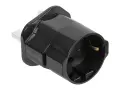 Czarny adapter wtyczki z bolcami do gniazdka, gotowy do podłączenia i zapewnienia stabilnego napięcia w sieci.