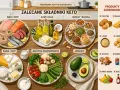 Zalecane produkty do diety keto: mięso, ryby, oliwy, orzechy, nasiona, nabiał, warzywa niskoskrobowe, awokado. Unikaj pieczywa, makaronu, kasz, ziemniaków, słodyczy, słodkich napojów, owoców i sosów z cukrem.