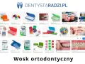 Kolekcja opakowań z woskiem ortodontycznym w różnych kolorach i formach.