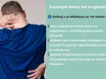 Mężczyzna trzyma się za kark i dolną część pleców, sugerując ból kręgosłupa. Tekst informuje o profilaktyce, by uniknąć bólu, który może powodować zawroty głowy od kręgosłupa.