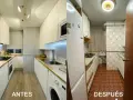 Cocina renovada: antes con azulejos anticuados, después con un diseño moderno y minimalista. ¡Descubre las últimas tendencias en azulejos para cocinas!