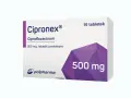 Opakowanie leku Cipronex 500 mg, zawierające 10 tabletek powlekanych.