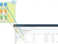 Diagram shows NSX overlay network with VMs connected to CGW. A VMware Cloud on AWS interface displays network segments, illustrating an NSX-T setup.