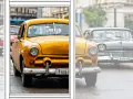 Taxis jaunes et noirs d'époque, une scène parfaite pour des photos à faire.