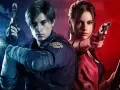 Leon y Claire, protagonistas de juegos supervivencia pc, listos para la acción con sus armas.