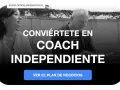 Dos personas conversan, una de ellas sonríe. El texto dice "Conviértete en coach independiente".